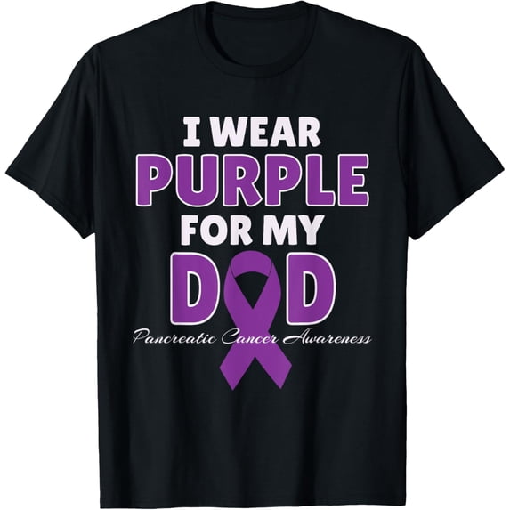 men and women can wear,I Wear Purple For My DAD Pancreatic Cancer Awareness Gift T-Shirt