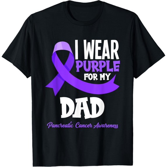 men and women can wear,I Wear Purple For My Dad Pancreatic Cancer Awareness T-Shirt