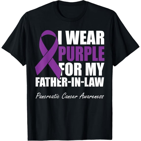 men and women can wear,I Wear Purple For My Father-In-Law Pancreatic Cancer T-Shirt