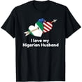 thumbnail image 1 of men and women can wear，I love my Nigerian Husband Nigeria USA Flag Hearts Pride T-Shirt, 1 of 4