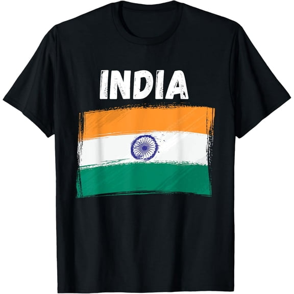 men and women can wear， India Flag Holiday Vintage Grunge Indian Flag T-Shirt