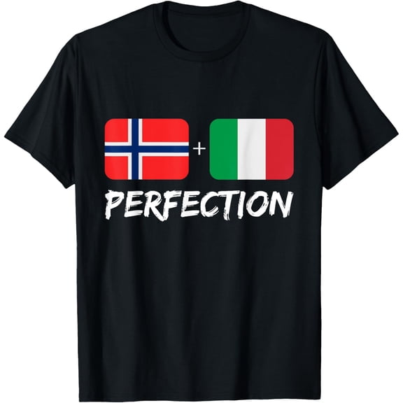 men and women can wear，Italian Plus Norwegian Perfection Mix Heritage Flag T-Shirt