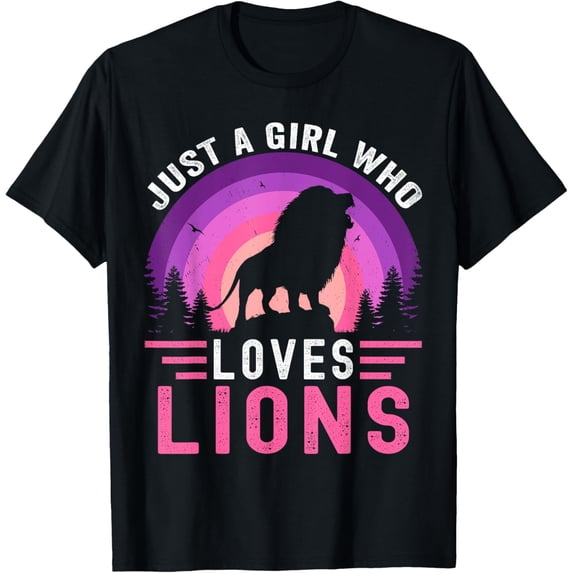 men and women can wear,Just A Girl Who Loves Lions Retro Vintage Lion T-Shirt