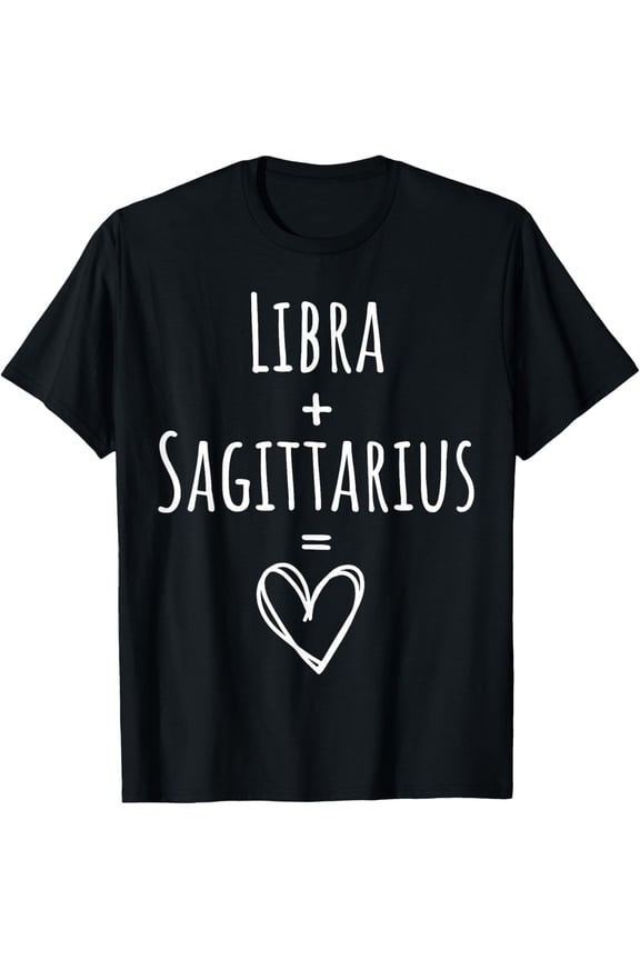 men and women can wear,Libra and Sagittarius Couple Matching Zodiac Sign T-Shirt