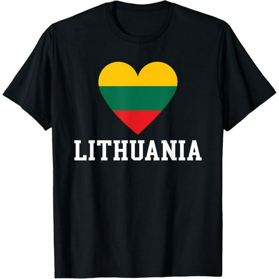 men and women can wear，Lithuania Heart Lithuanian Roots Lithuanian Flag T-Shirt