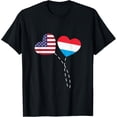 thumbnail image 1 of men and women can wear，Loving USA Luxembourg Flag Heart Luxembourger Americans Love T-Shirt, 1 of 4