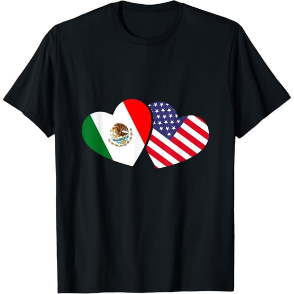 men and women can wear,Mexican USA Flag Hearts Mexico T-Shirt