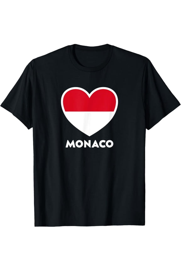 men and women can wear,Monaco Flag Heart T-Shirt