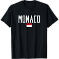 thumbnail image 1 of men and women can wear，Monaco Flag and White Text T-Shirt, 1 of 4