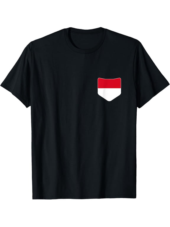 men and women can wear,Monaco Flag with Printed Monacan Flag Pocket T-Shirt