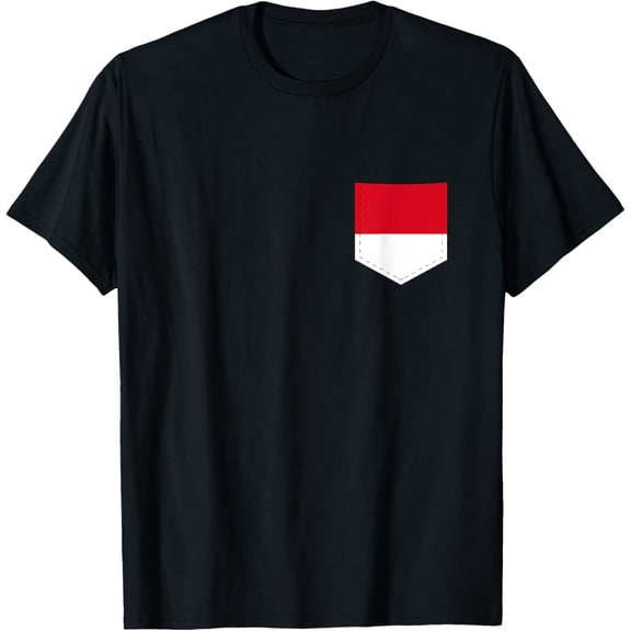 men and women can wear,Monaco Flag with Printed Monacan Flag Pocket T-Shirt
