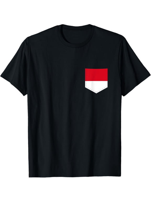 men and women can wear,Monaco Flag with Printed Monacan Flag Pocket T-Shirt