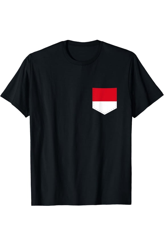 men and women can wear,Monaco Flag with Printed Monacan Flag Pocket T-Shirt