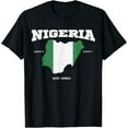 thumbnail image 1 of men and women can wear，Nigeria flag and map, Nigerian coordinates Tee T-Shirt, 1 of 4