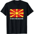 thumbnail image 1 of men and women can wear，North Macedonian Flag North Macedonia T-Shirt, 1 of 4
