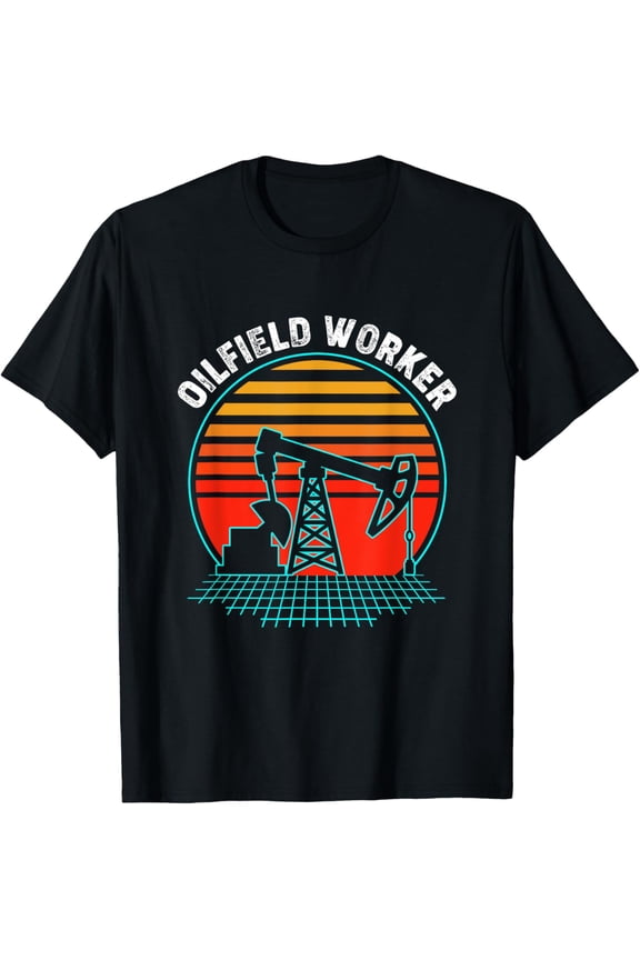 men and women can wear，Oilfield Worker Sunset Offshore Drilling Rig Oilfield Worker T-Shirt