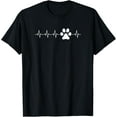 thumbnail image 1 of men and women can wear，Pet Paw Print HeartBeat - Cat or Dog Footprint Heart Beat T-Shirt, 1 of 4