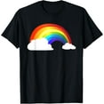 thumbnail image 1 of men and women can wear，Rainbow T-Shirt - Shiny Rainbow in the Clouds T-Shirt, 1 of 4