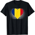 thumbnail image 1 of men and women can wear，Romania Flag Romanian Romania Pride Heart T-Shirt, 1 of 4