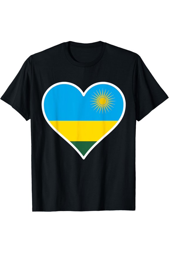 men and women can wear，Rwanda Flag Heart Rwanda Gifts Love Rwanda T-Shirt
