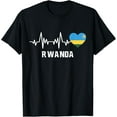 thumbnail image 1 of men and women can wear，Rwanda Heartbeat Rwanda Flag Heart T-Shirt, 1 of 4