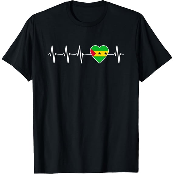 men and women can wear,Sao Tome & Principe Flag Country Patriotic Heartbeat Gift T-Shirt