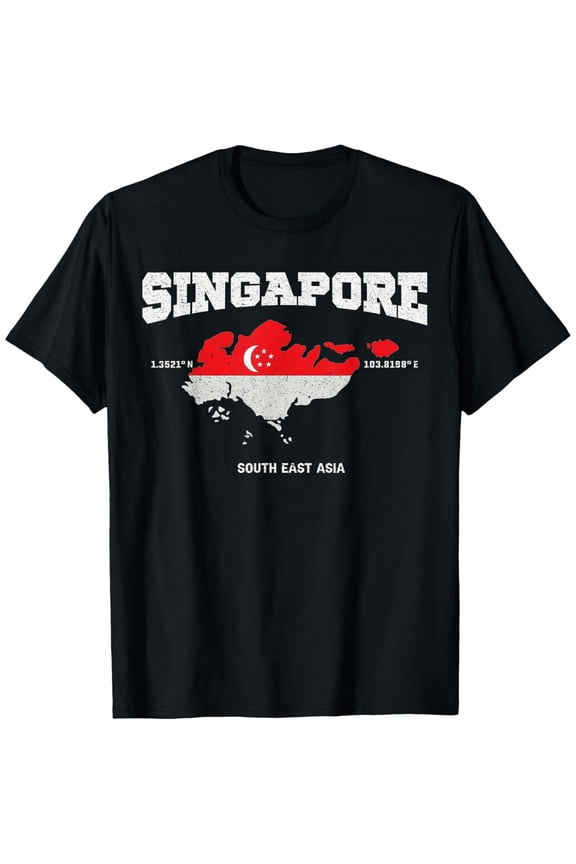 men and women can wear,Singapore flag and map, Singapore coordinates Tee T-Shirt
