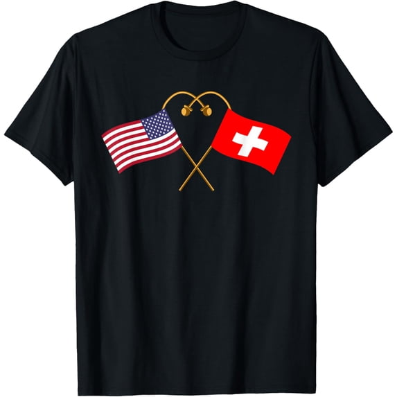 men and women can wear,Swiss heritage USA Switzerland American Flag Swiss Flag T-Shirt