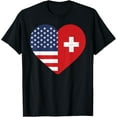 thumbnail image 1 of men and women can wear，Swiss heritage USA Switzerland American Flag Swiss Flag T-Shirt, 1 of 4