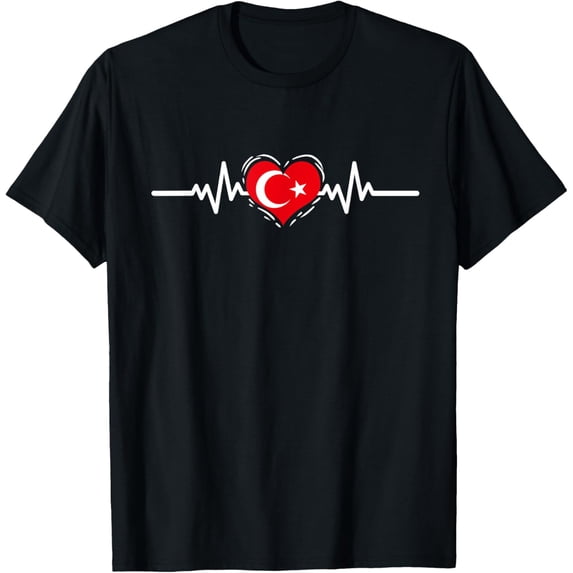 men and women can wear,Turkey Flag Heartbeat Turkish Roots T-Shirt