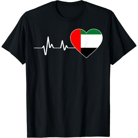 men and women can wear,UAE Heart Flag In Heartbeat Style For Emiratis T-Shirt