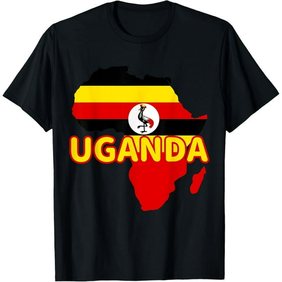 men and women can wear,Uganda Ugandan Pride Flag Map Africa Print T-Shirt