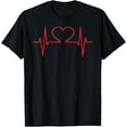 thumbnail image 1 of men and women can wear，Valentines Day Cute Shirt Red Heart EKG Heartbeat Gift Tee T-Shirt, 1 of 4