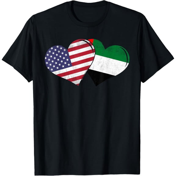 men and women can wear,Vintage United Arab Emirates - American Flag Heart For UAE T-Shirt