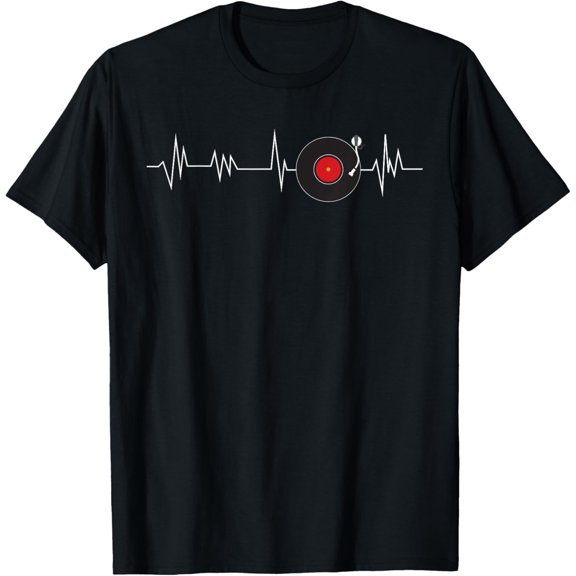 men and women can wear,Vinyl Record Heartbeat Retro Music Vintage Disc Jockey T-Shirt