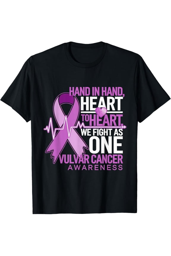 men and women can wear,Vulvar Cancer Awareness Month Heartbeat We Fight As One T-Shirt