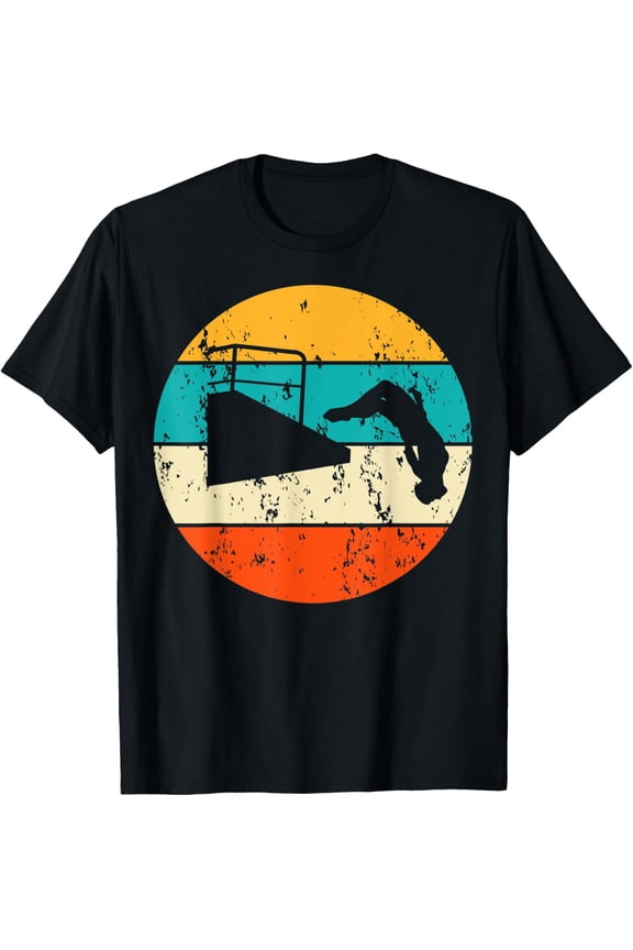 men and women can wear,Water Jumping Tower Jumping Retro Vintage T-Shirt