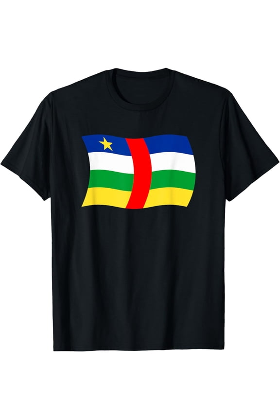 men and women can wear，Wavy Flag of Central African Republic T-Shirt