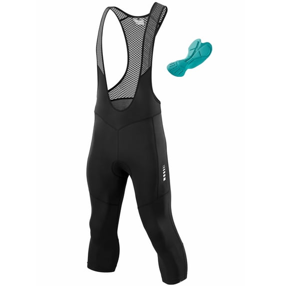 Qualidyne Men’s 3/4 Cycling Bib Tights, 4D Padded Bike Capris with Breathable Stretch Fabric for Road Riding & MTB