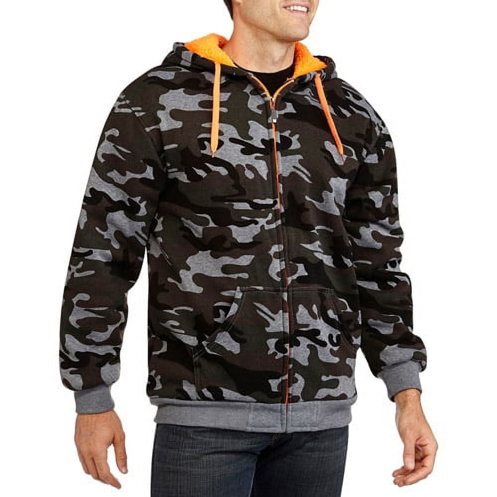 ^^men's Camo Fleece Jacket With Contrast