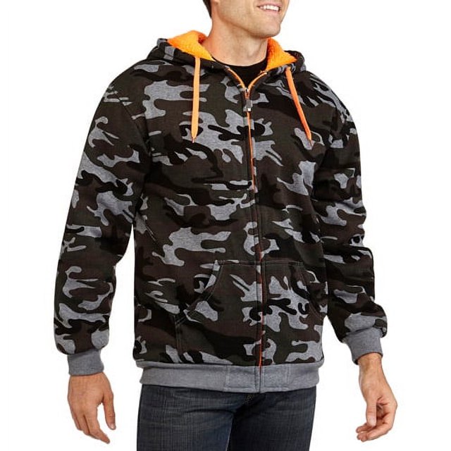 ^^men's Camo Fleece Jacket With Contrast