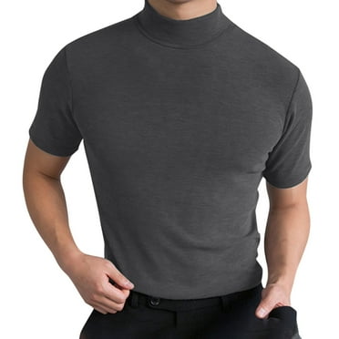 men‘s autumn and winter high collar short sleeve T-shirt men‘s base shirt solid color