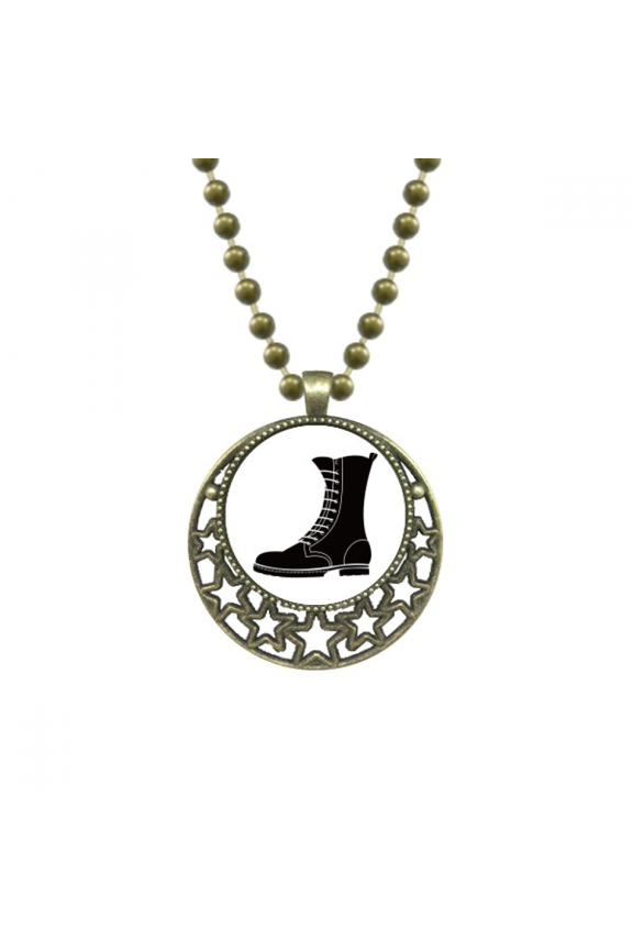 men's black high boots outline pattern pendant star necklmoon chain jewelry