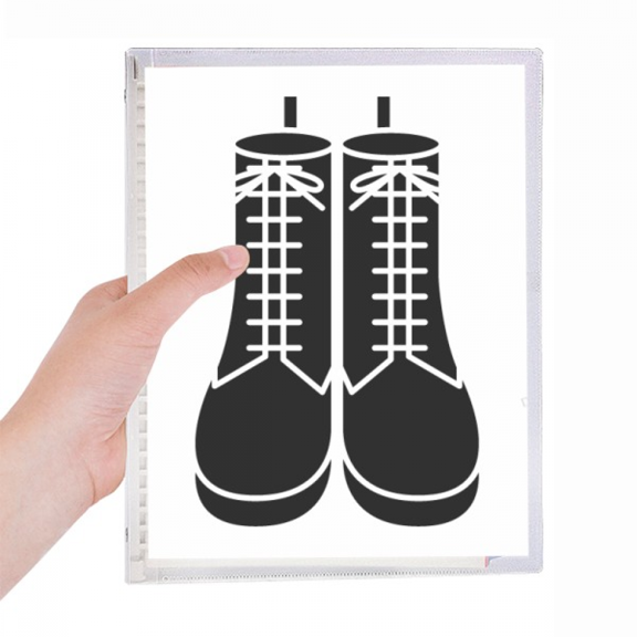 men's black high boots pattern outline notebook loose diary refillable journal statiry