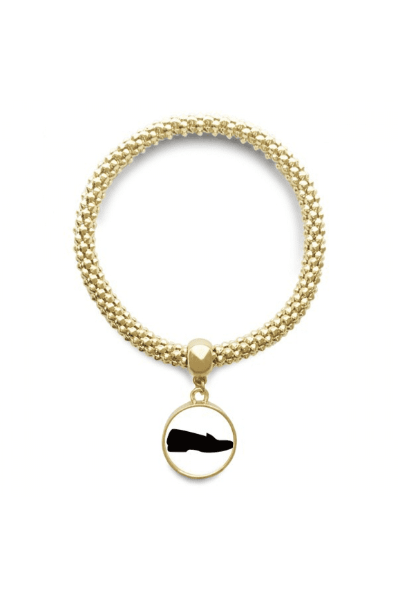 men's black leather shoes outline pattern en bracelet round pendant jewelry chain