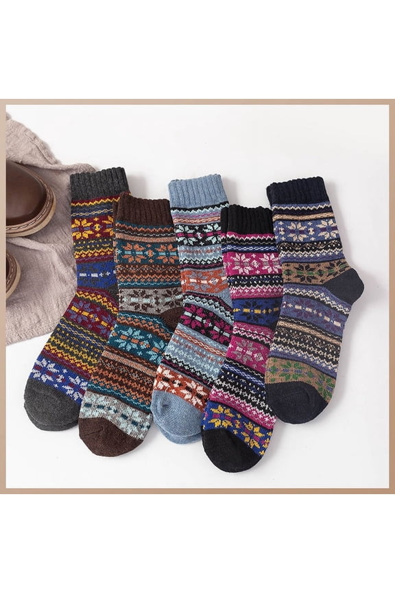 men's brushed rabbit wool socks thickened socks thick thread ethnic style mid-calf women's socks-style 1
