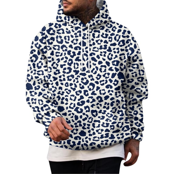 men's leopard print hoodie, retro animal print pullover sweatshirt, vintage casual hooded top with pocket, brown cheetah pattern fleece jumper, streetwear graphic hoodie for men, cozy winter warm