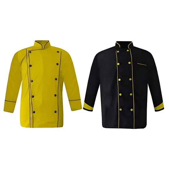 men's multicolor with Black trim 3/4 sleeve chef coat pack of 2 set size (XS-6XL)