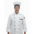 thumbnail image 1 of men's multicolor with Black trim 3/4 sleeve chef coat with free cap size (XS-6XL), 1 of 7