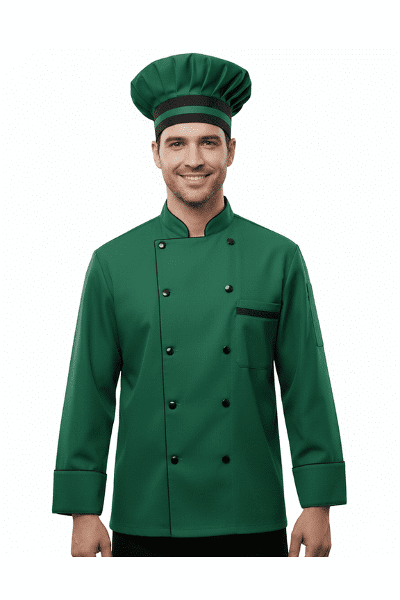 Multicolor with Black Trim, 3/4 Sleeve Chef Coat (Men's XS-6XL)